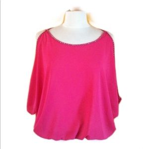 Pink  Cold shoulder Top